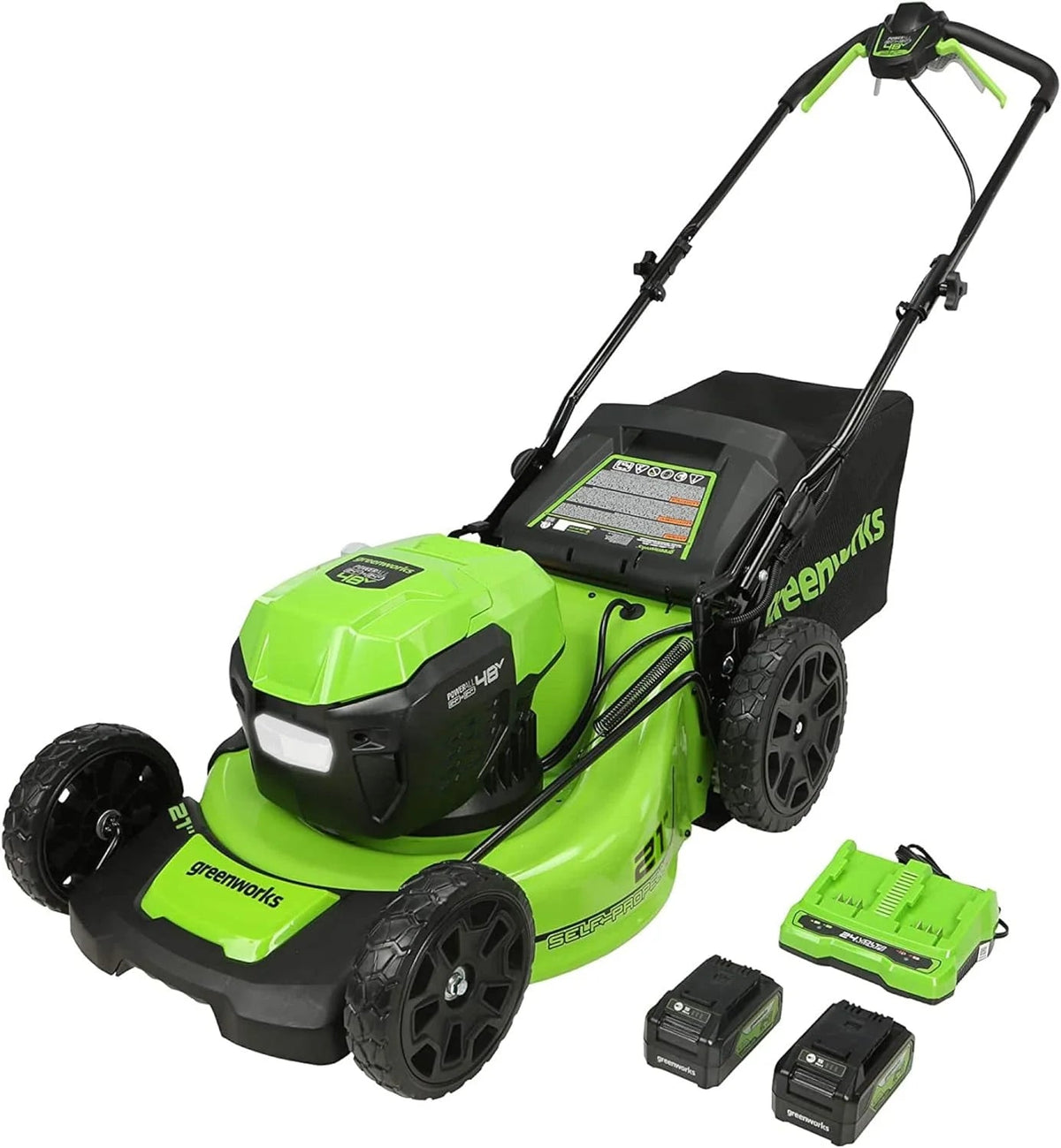 Greenworks 48V (24V x 2) 21 in Brushless Self-Propelled Mower, 12 in String Trimmer And 320 CFM Blower - CK24L5242