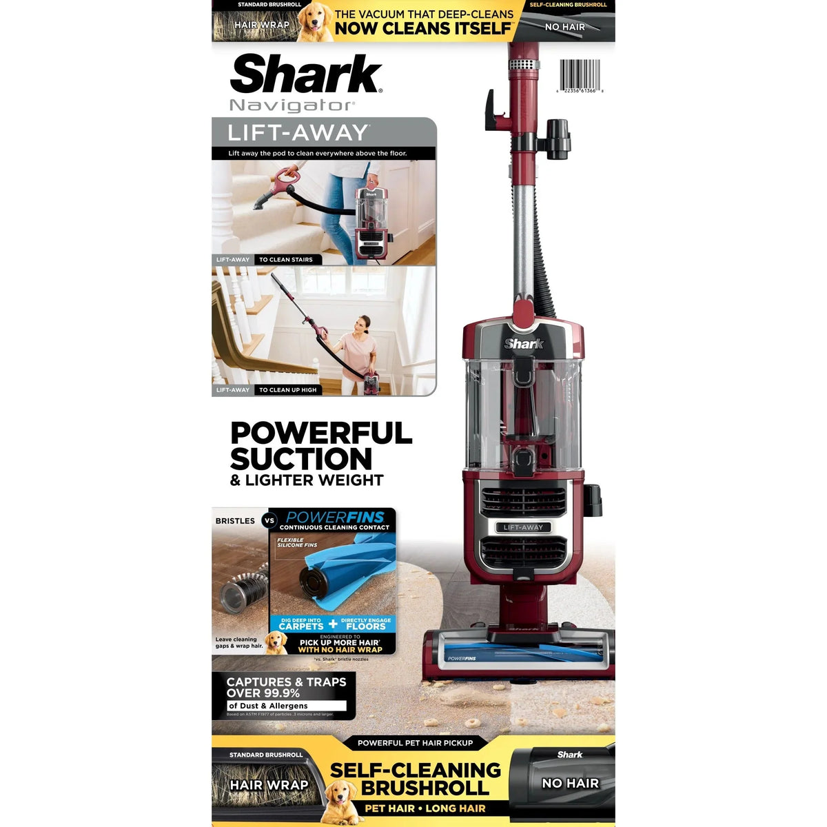 Shark Navigator Lift-Away Pet Upright Vacuum With HEPA Filter And PowerFins Brushroll - ZU660
