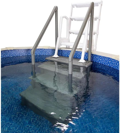 Aqua Select Anti-Slip In-Pool Steps, Gray, 28in W x 81in H, 300 lbs Capacity - For Above Ground Pools