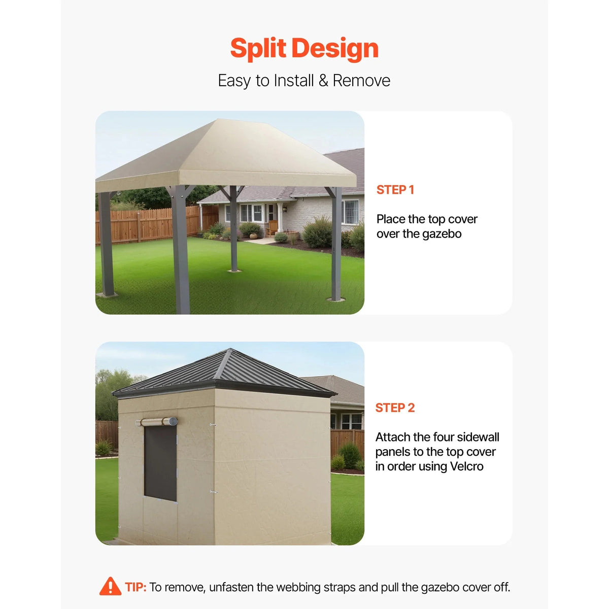 KFFKFF Winter Gazebo Cover for 10 x 10 ft Double-Tiered Gazebos, Beige - LTS-MM180-1010
