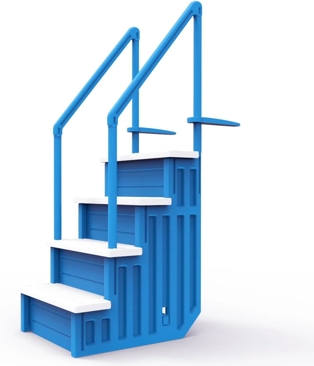 Aqua Select Anti-Slip In-Pool Steps, Gray, 28in W x 81in H, 300 lbs Capacity - For Above Ground Pools