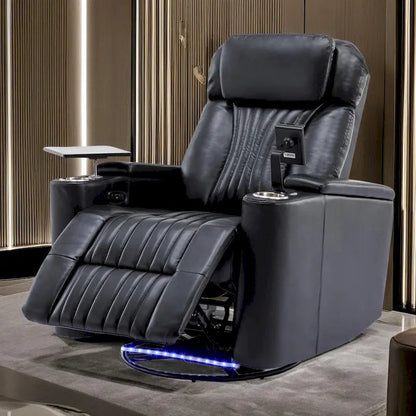 Power Home Theater Recliner Chair, 34.6 D x 38.2 W x 41.4 H, 110-160 Recline, 270 Swivel