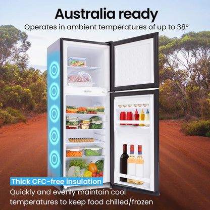 GECKO Upright Portable Fridge Freezer, 142L, 12V/24V/240V, Black - CMPFRUGK14KA