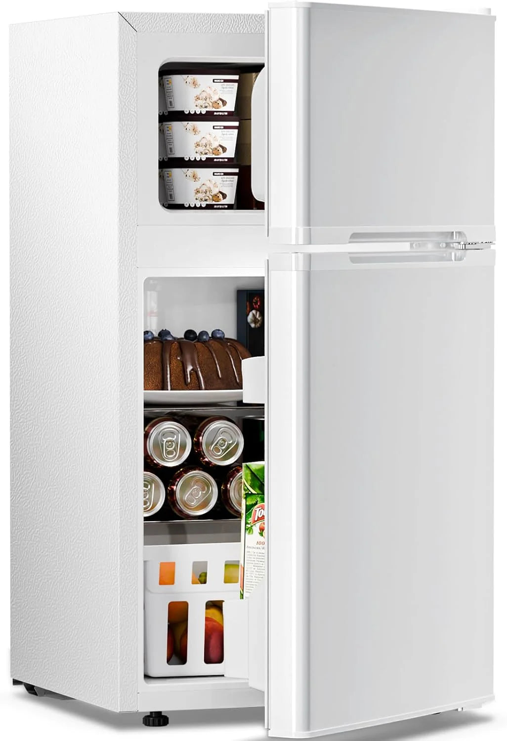 Antarctic Star Double Door Mini Refrigerator With Freezer, 3.2 Cu.Ft