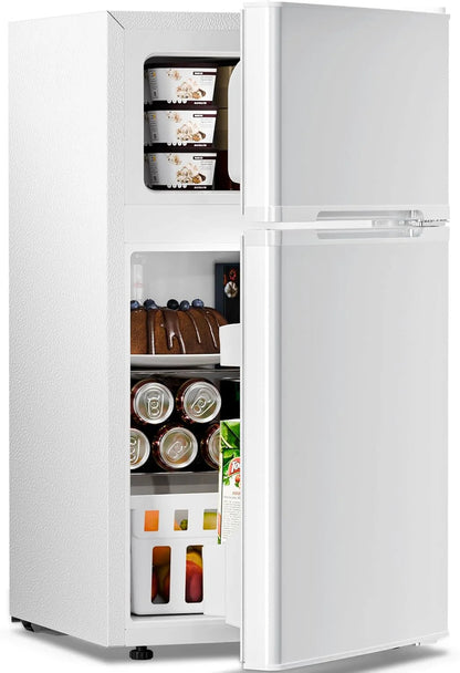 Antarctic Star Double Door Mini Refrigerator With Freezer, 3.2 Cu.Ft