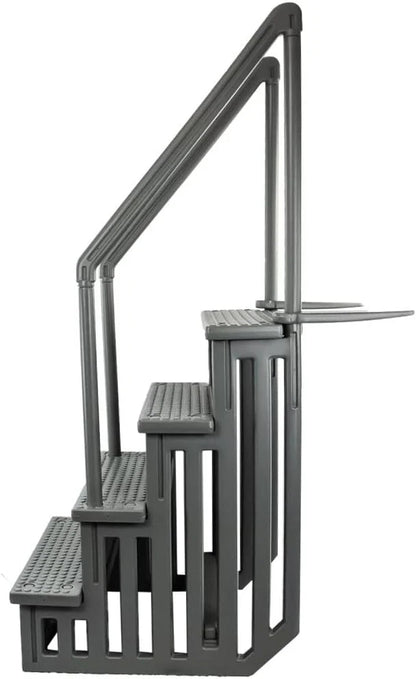 Aqua Select Anti-Slip In-Pool Steps, Gray, 28in W x 81in H, 300 lbs Capacity - For Above Ground Pools