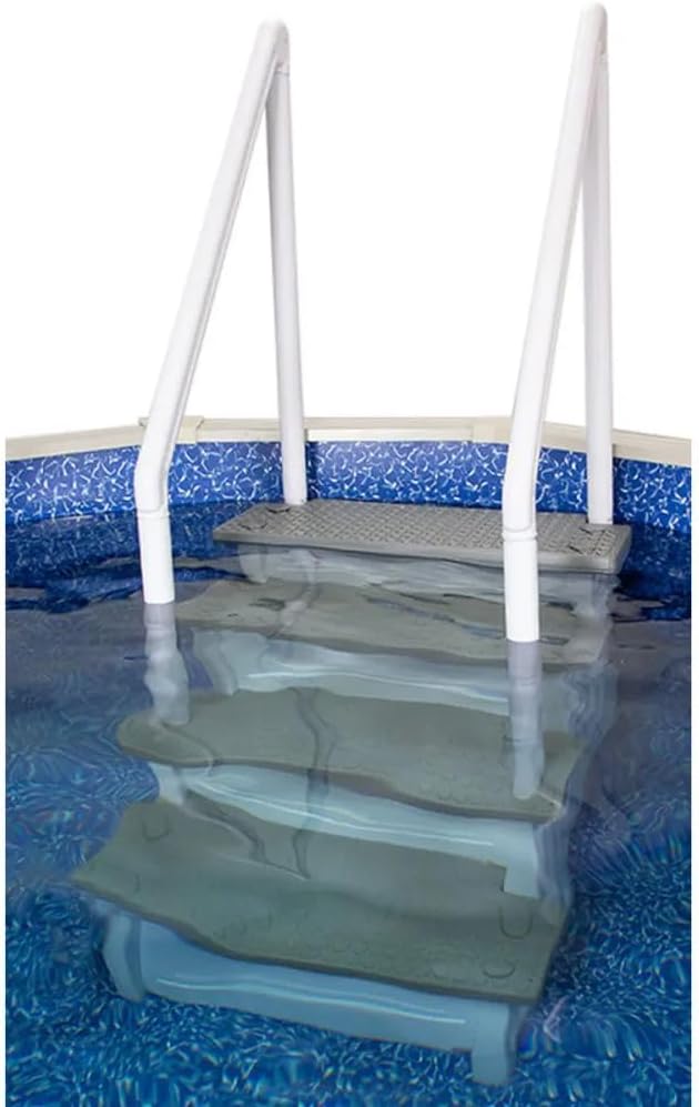 Aqua Select Anti-Slip In-Pool Steps, Gray, 28in W x 81in H, 300 lbs Capacity - For Above Ground Pools