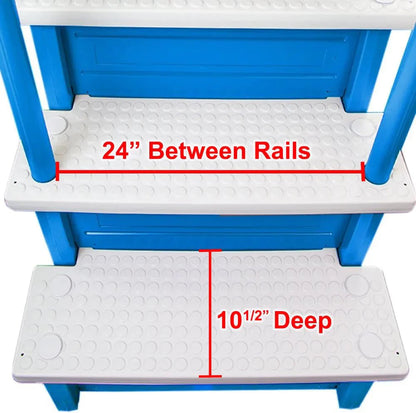 Aqua Select Anti-Slip In-Pool Steps, Gray, 28in W x 81in H, 300 lbs Capacity - For Above Ground Pools