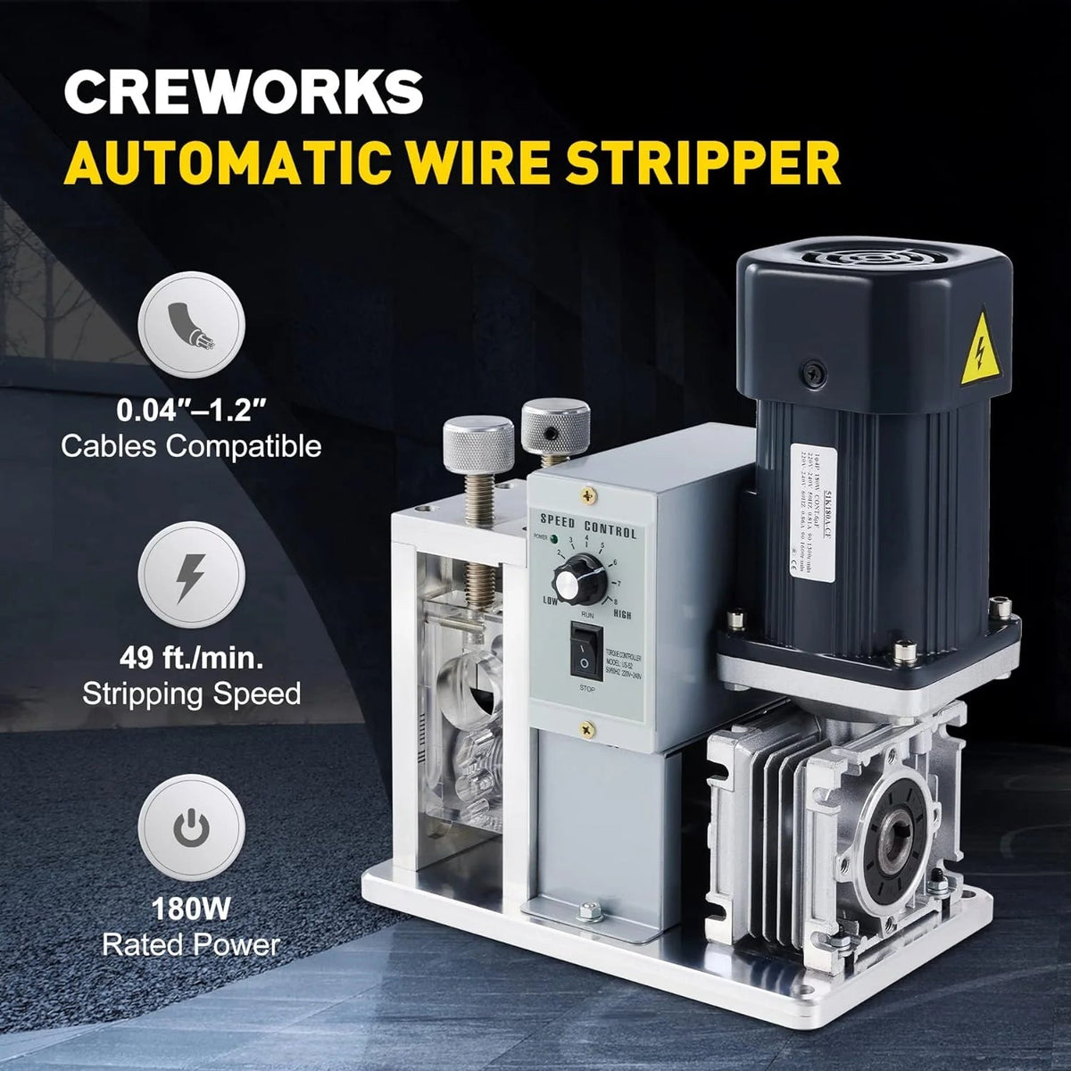 Creworks Automatic Wire Stripping Machine, 0.04-1.2 in, 11/0-18 AWG - SX-WSMSS30