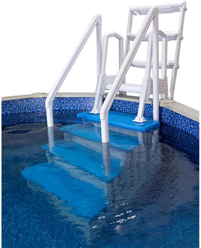 Aqua Select Anti-Slip In-Pool Steps, Gray, 28in W x 81in H, 300 lbs Capacity - For Above Ground Pools