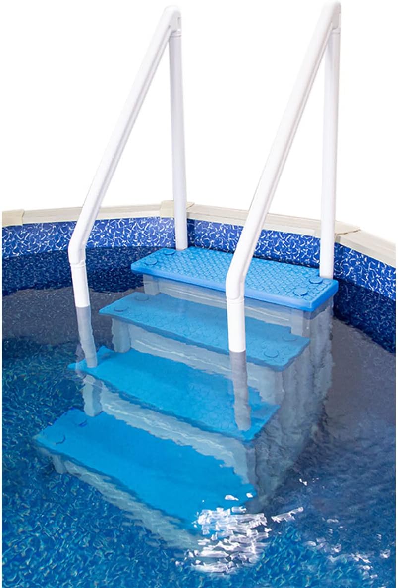 Aqua Select Anti-Slip In-Pool Steps, Gray, 28in W x 81in H, 300 lbs Capacity - For Above Ground Pools