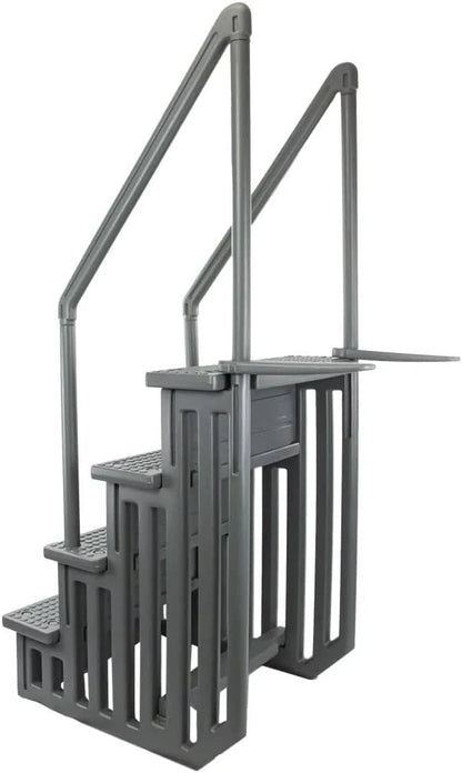 Aqua Select Anti-Slip In-Pool Steps, Gray, 28in W x 81in H, 300 lbs Capacity - For Above Ground Pools