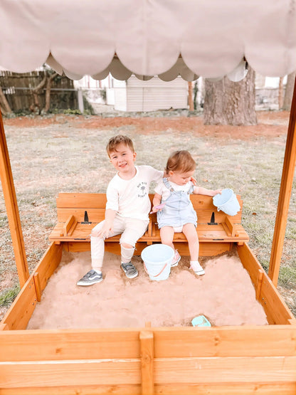 Morgete Outdoor Wooden Sandbox for Kids With Lid and 2 Benches - 47in