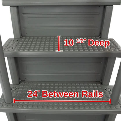 Aqua Select Anti-Slip In-Pool Steps, Gray, 28in W x 81in H, 300 lbs Capacity - For Above Ground Pools