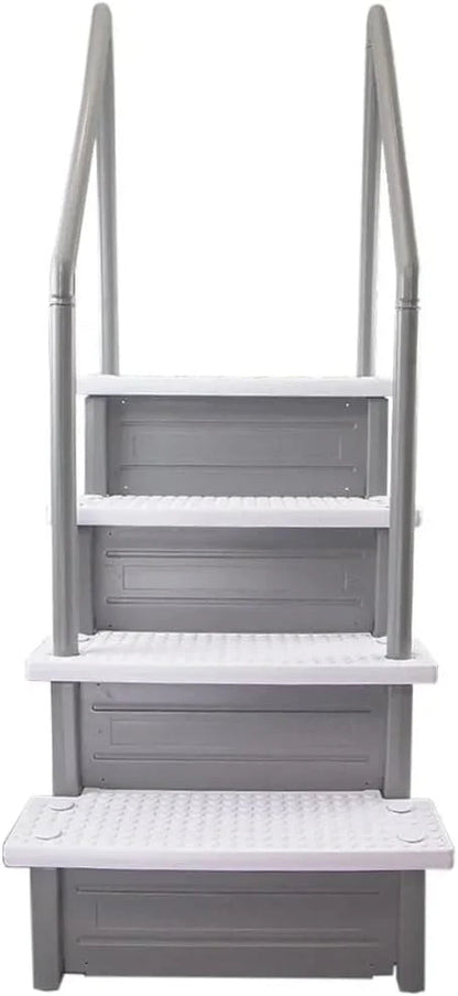 Aqua Select Anti-Slip In-Pool Steps, Gray, 28in W x 81in H, 300 lbs Capacity - For Above Ground Pools