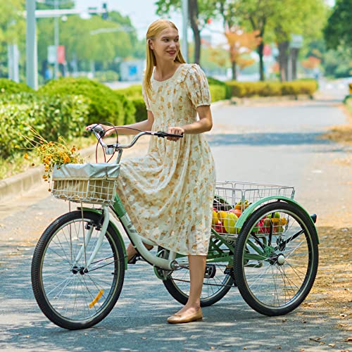 Viribus Adult Tricycle, 24 Inch, 7 Speed, 3 Wheel With Baskets
