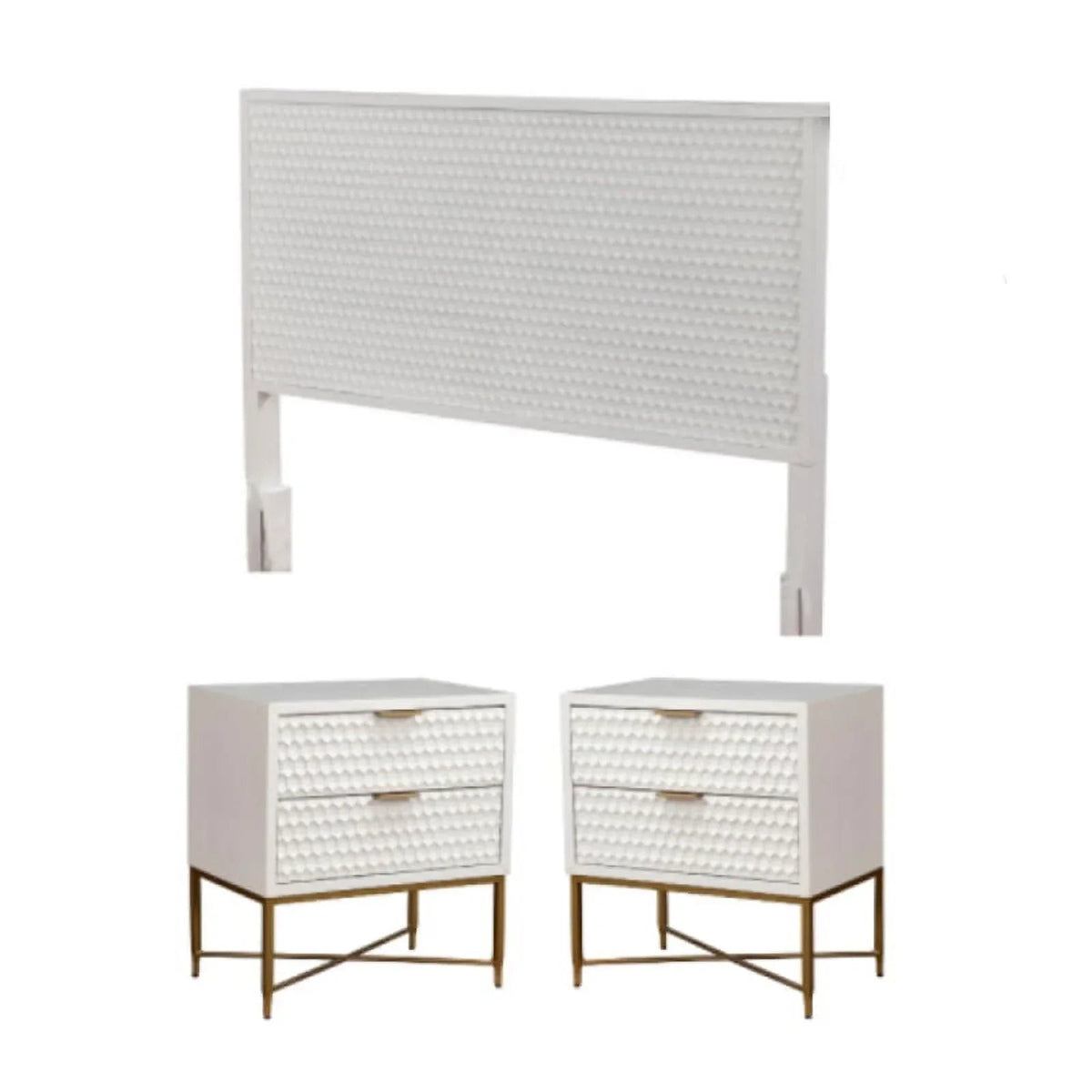 Home Square 3 Piece Furniture Set With 2-Drawer Nightstand And Full Wood Headboard
