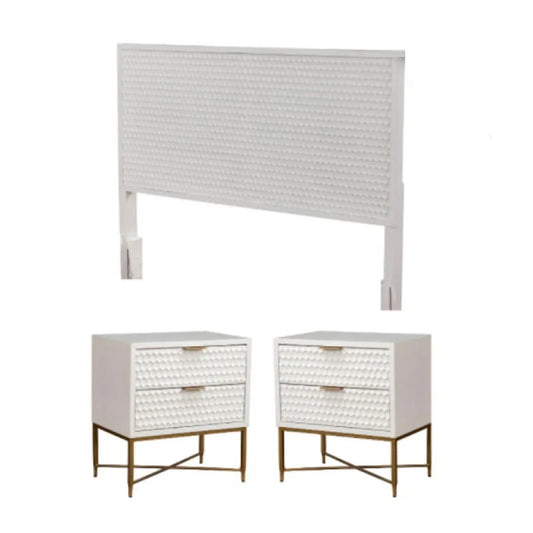 Home Square 3 Piece Furniture Set With 2-Drawer Nightstand And Full Wood Headboard