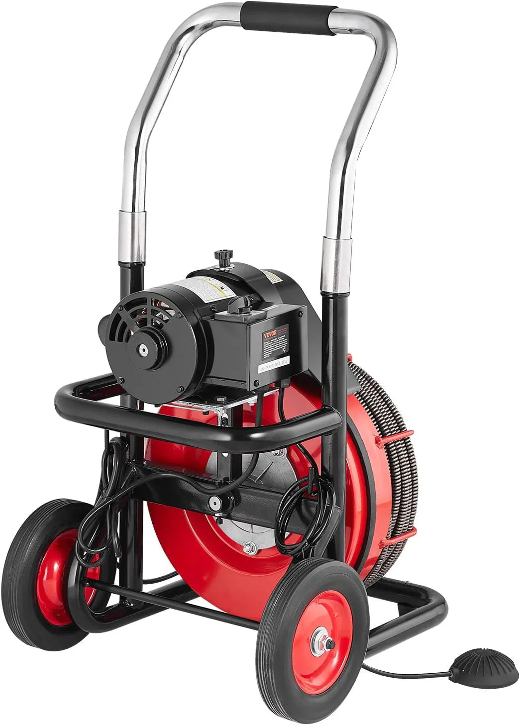 VEVOR Drain Cleaner Machine 100FT x 1/2 Inch, 550W, Red + Black - Drain Cleaner Machine 100 FT x 1/2 Inch