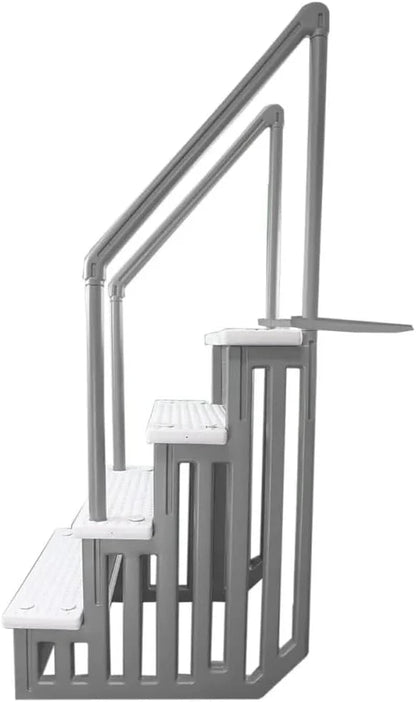 Aqua Select Anti-Slip In-Pool Steps, Gray, 28in W x 81in H, 300 lbs Capacity - For Above Ground Pools
