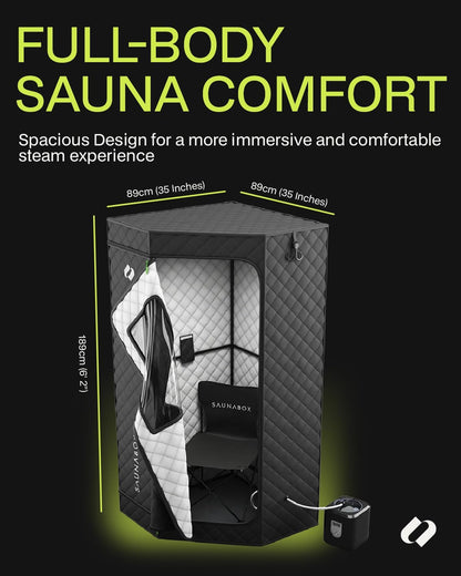 SAUNABOX Personal Steam Sauna Tent With Chair Mat And Case - SmartSteam Kit Pro