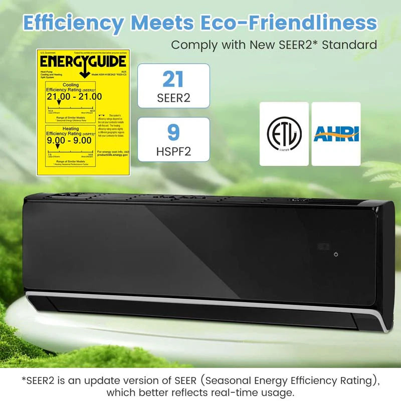 18,000 BTU 21 SEER2 208-230V WiFi Mini-Split Air Conditioner Heat Pump System