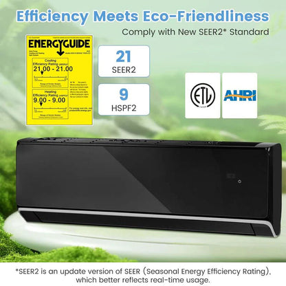 18,000 BTU 21 SEER2 208-230V WiFi Mini-Split Air Conditioner Heat Pump System