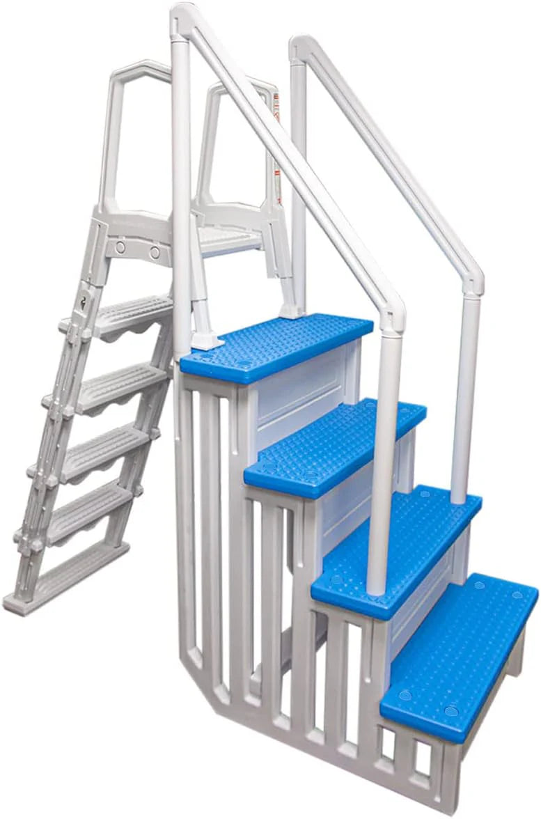 Aqua Select Anti-Slip In-Pool Steps, Gray, 28in W x 81in H, 300 lbs Capacity - For Above Ground Pools