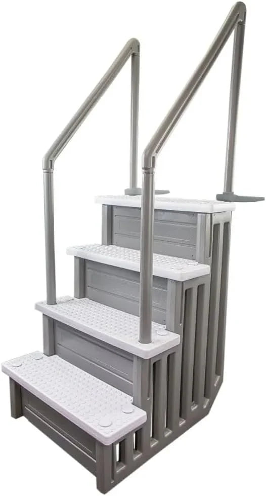 Aqua Select Anti-Slip In-Pool Steps, Gray, 28in W x 81in H, 300 lbs Capacity - For Above Ground Pools