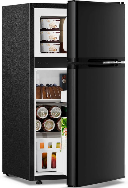 Antarctic Star Double Door Mini Refrigerator With Freezer, 3.2 Cu.Ft