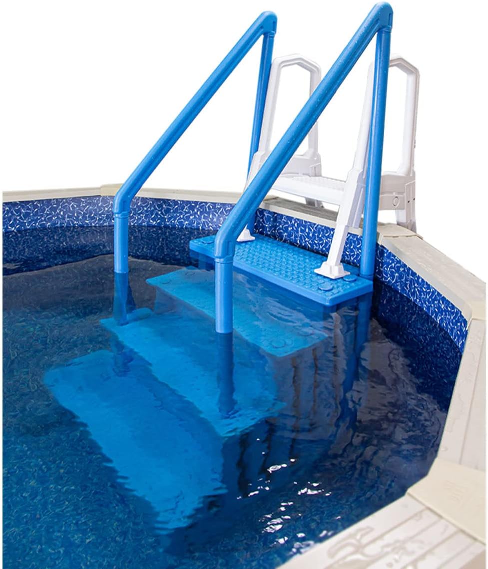 Aqua Select Anti-Slip In-Pool Steps, Gray, 28in W x 81in H, 300 lbs Capacity - For Above Ground Pools