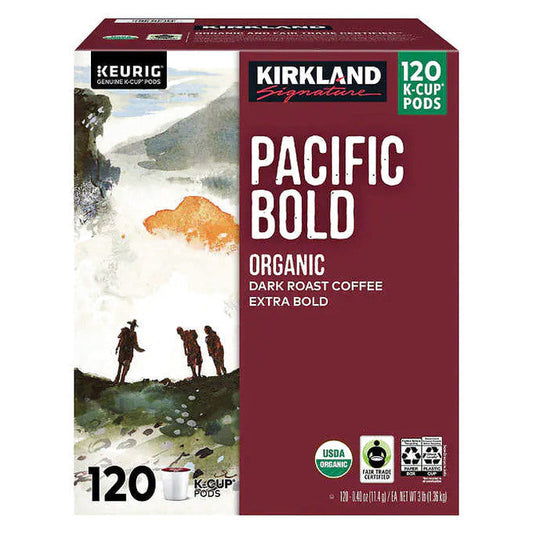 Kirkland Signature Organic Pacific Bold Dark Roast Coffee K-Cup Pods, 120-Count